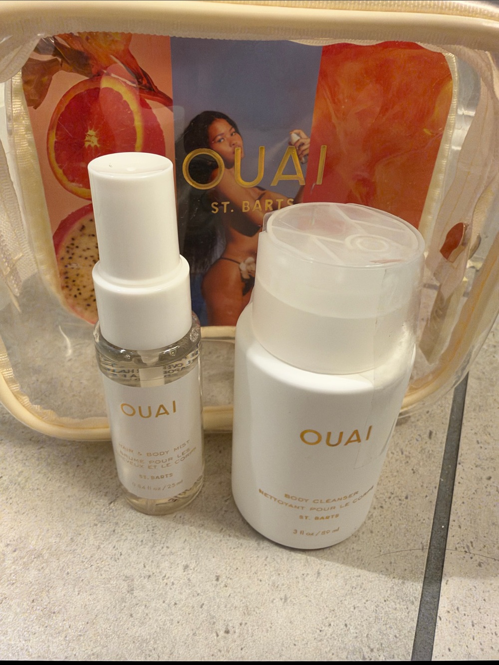 Ouai Body Cleanser and Hair/Body Mist and Pouch NWT